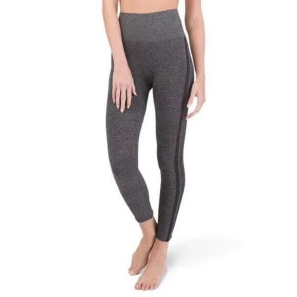 ASSETS Red Hot Label SPANX Marled Stripe Seamless Shaping Leggings Sz Large EUC! - Picture 1 of 7